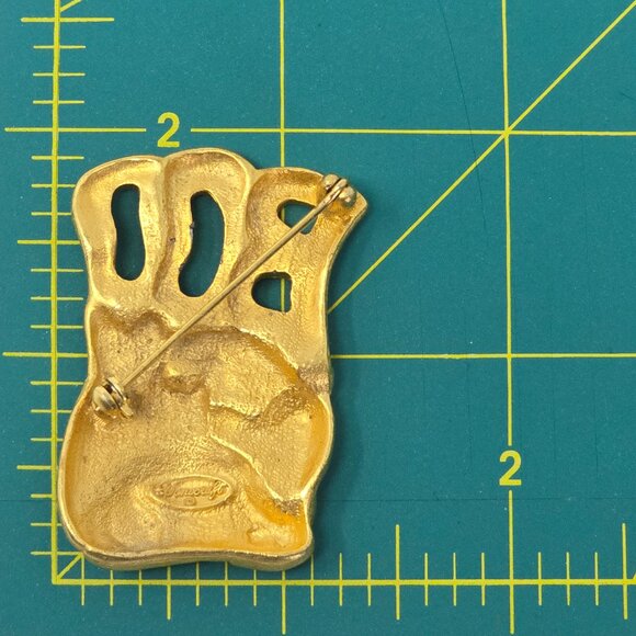 Vintage Danecraft Halloween Boo Brooch Black Cats Gold Tone Black Enamel Pin - Picture 8 of 9